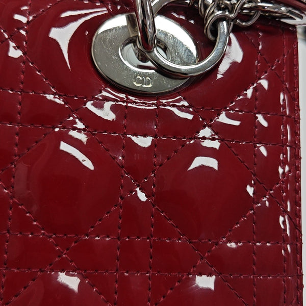 Lady Dior Medium Cannage Patent Leather Red