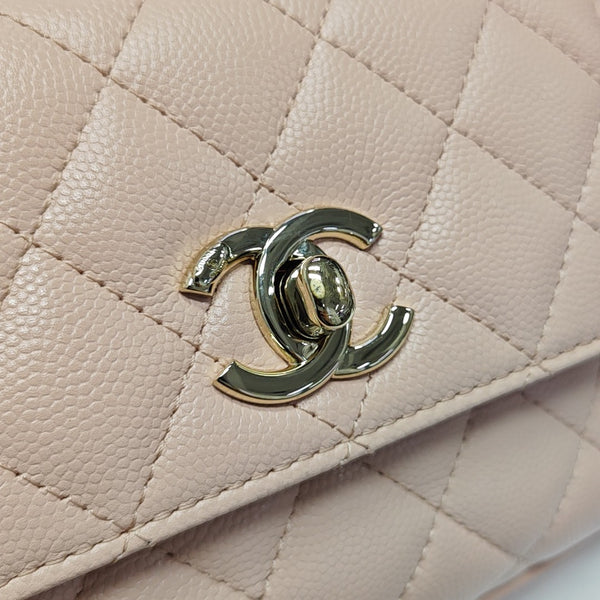 COCO HANDLE Mini Quilted Grained Calfskin Pink