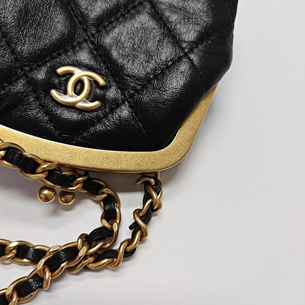 Quilted Calfskin Shoulder Bag Mini Black