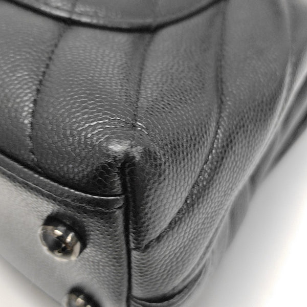 COCO HANDLE Mini Chevron Grained Calfskin Black