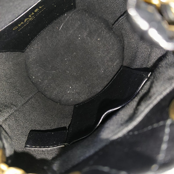 Quilted Calfskin Bucket Bag Black