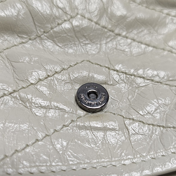 NIKI Small Chevron Calfskin White