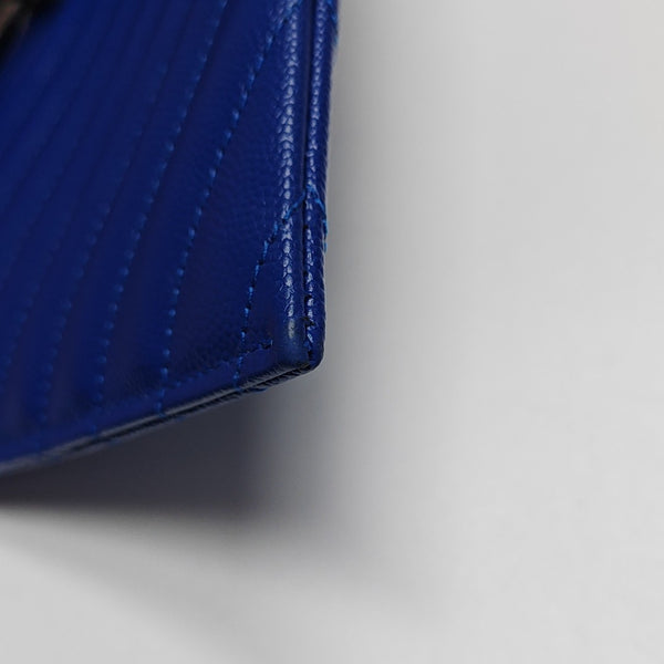 CASSANDRE Chevron Calfskin Blue Wallet