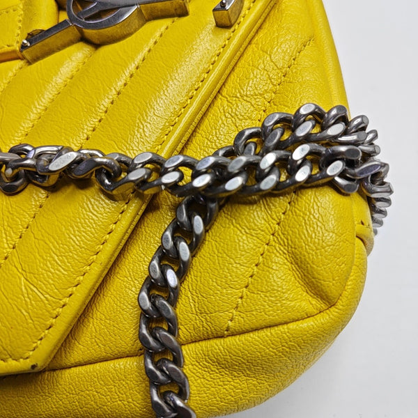 Chevron Calfskin Small Yellow