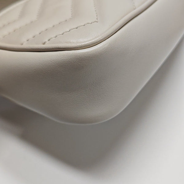 GG Marmont Mini Quilted Calfskin White