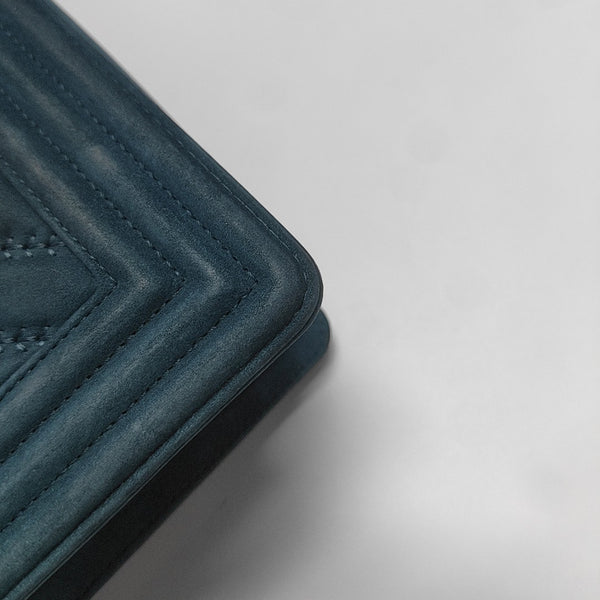 BOY CHANEL Medium Chevron Suede Blue