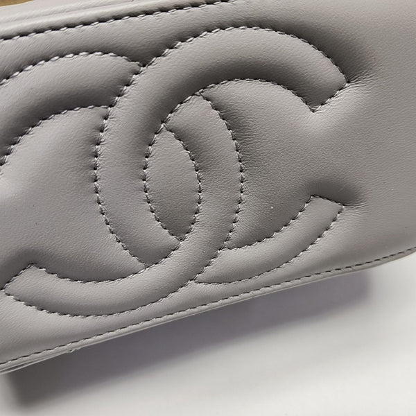 VANITY CASE Small Quilted Lambskin Gray