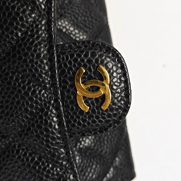 Authenticated pre-owned CLASSIC FLAP Quilted Grained Calfskin Black Wallet - Wallet at Looply
