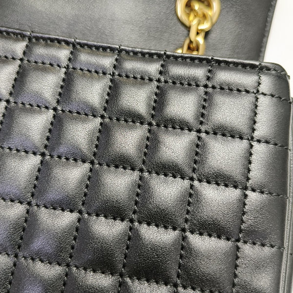 C Small Quilted Calfskin Black