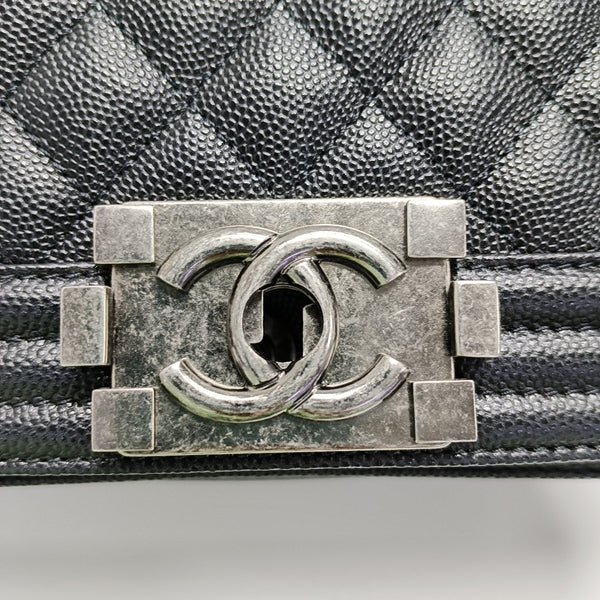 BOY CHANEL Small Quilted Grained Calfskin Black