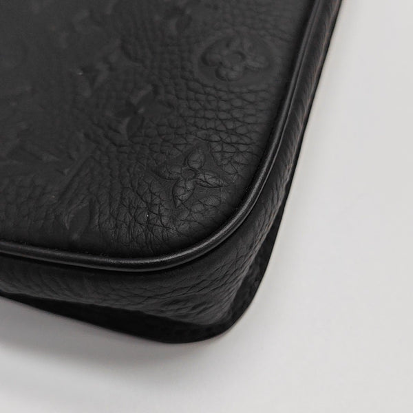 S LOCK Monogram Calfskin Black