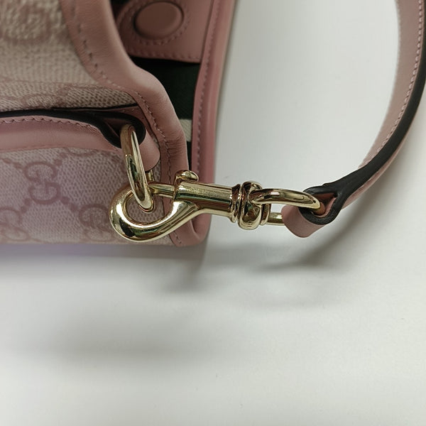 GG Emblem Small Monogram Coated Canvas Pink