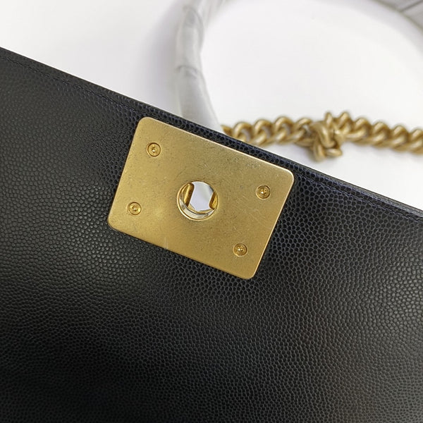 BOY CHANEL Small Quilted Grained Calfskin Black