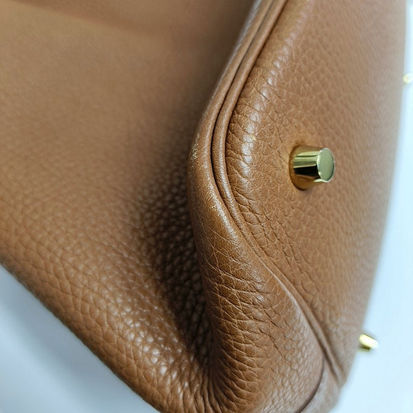 Authenticated pre-owned Picotin Lock 22 Clemence Brown - Bucket Bag at Looply