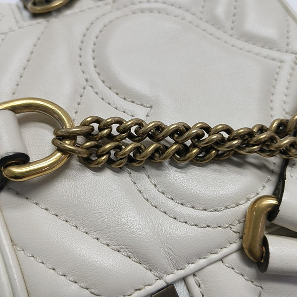 GG Marmont Mini Quilted Calfskin White