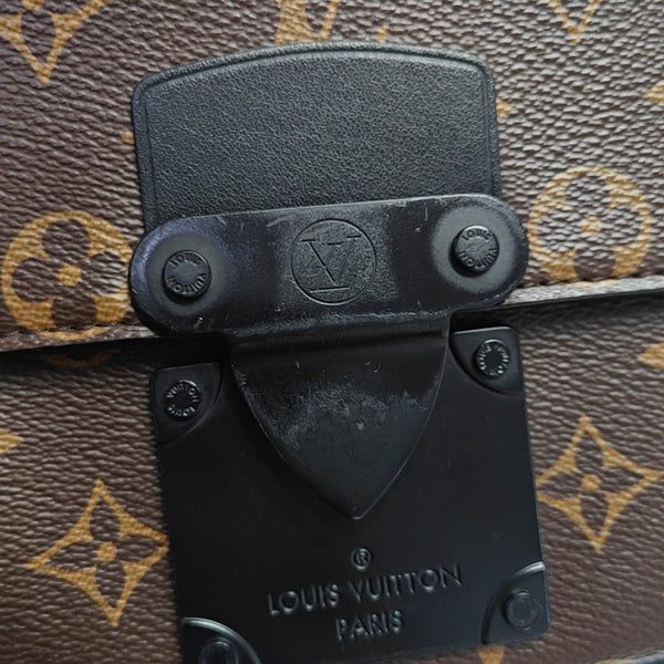 S LOCK Monogram Coated Canvas Brown