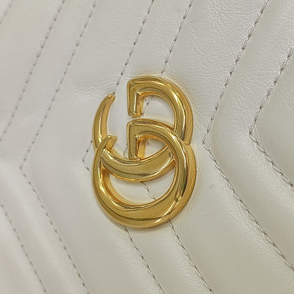 GG Marmont Mini Quilted Calfskin White