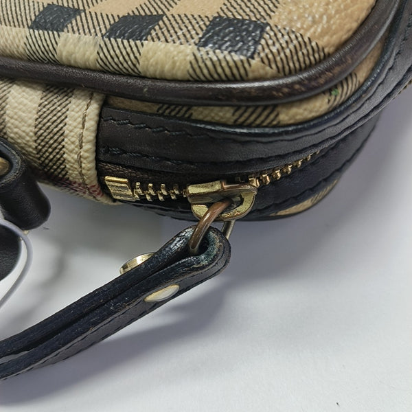 Coated Canvas Clutch Beige