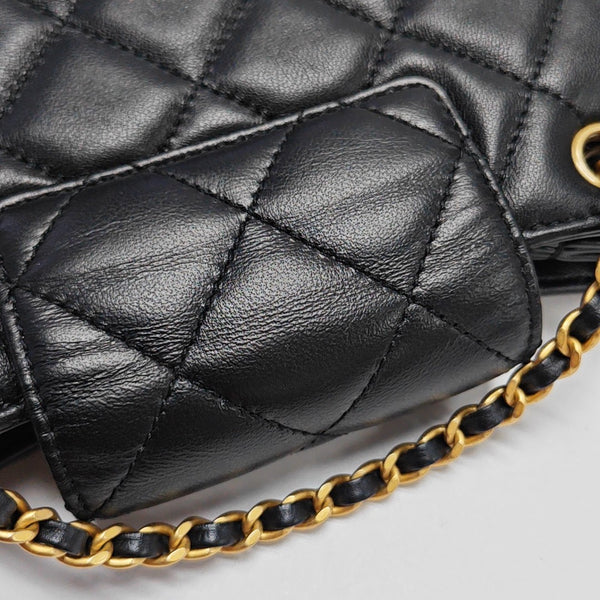 Quilted Lambskin Shoulder Bag Small Black