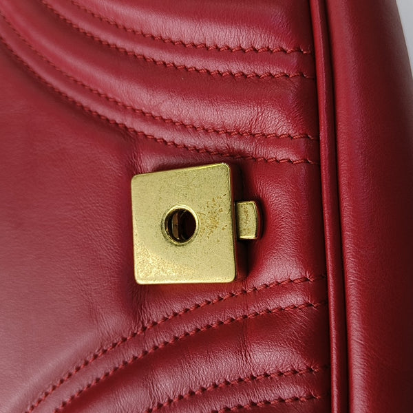 GG Marmont Medium Quilted Calfskin Red