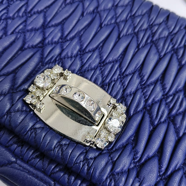 Quilted Lambskin Shoulder Bag Blue