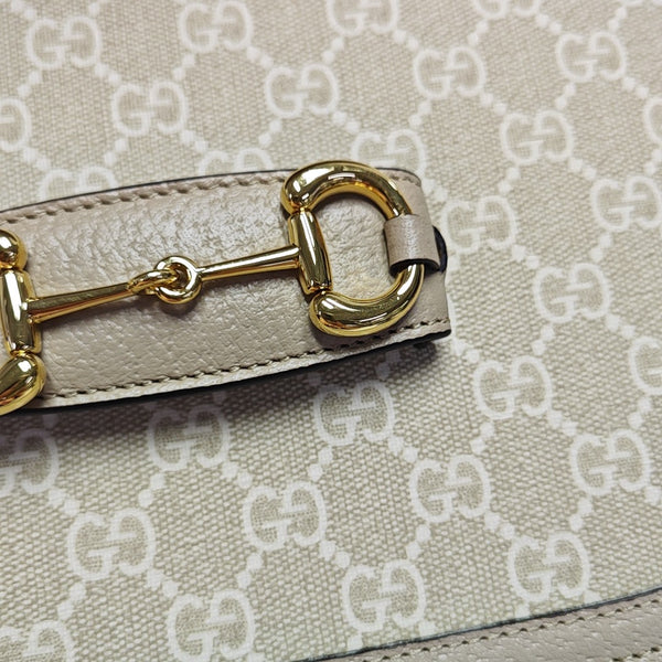 Horsebit 1955 Small Monogram Coated Canvas Beige