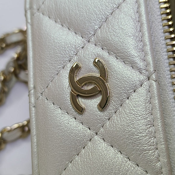 Quilted Calfskin Shoulder Bag White