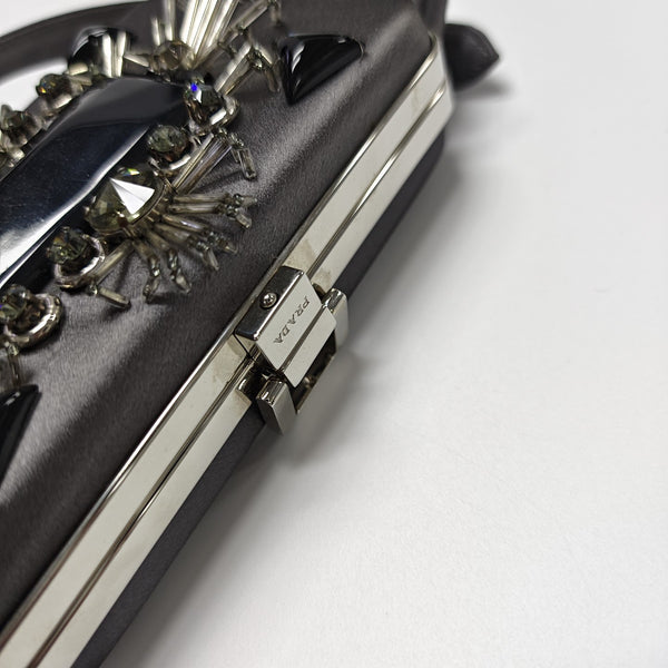 Silk Satin Top Handle Bag Gray