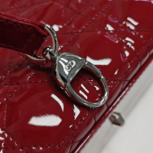 Lady Dior Large Cannage Patent Leather Red