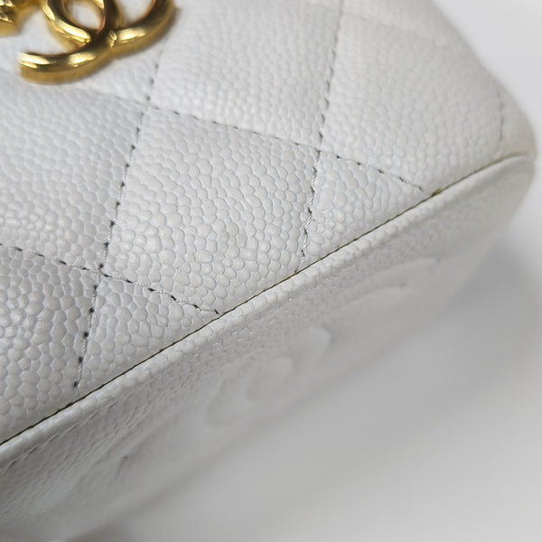 VANITY CASE Small Quilted Grained Calfskin White