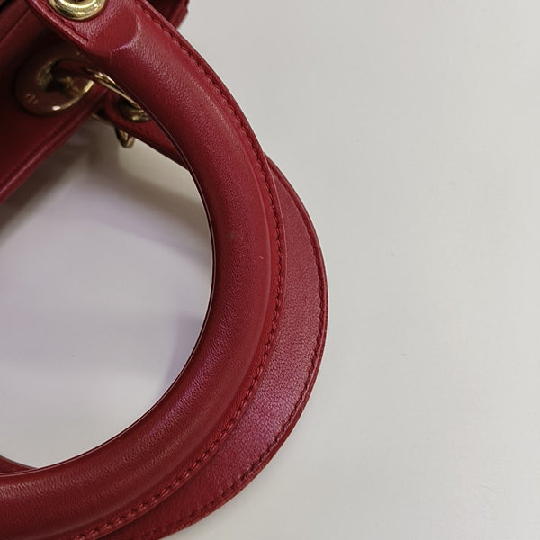 Lady Dior Medium Cannage Lambskin Red