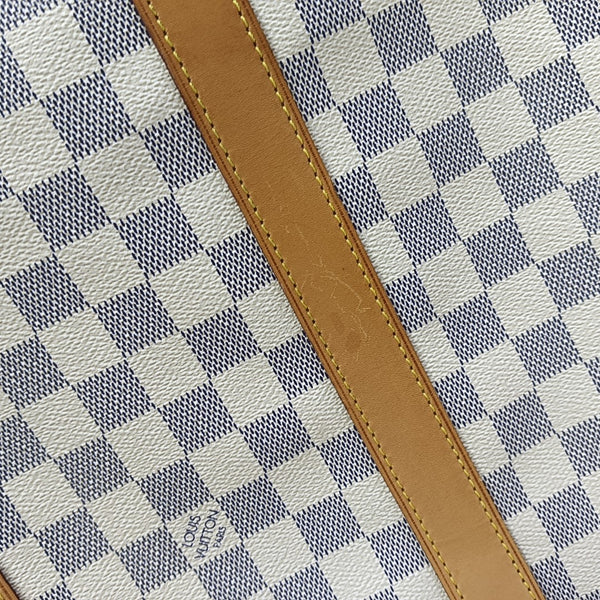 KEEPALL 50 Damier Azur Coated Canvas White