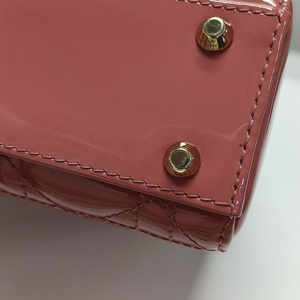 Lady Dior Mini Cannage Patent Leather Pink