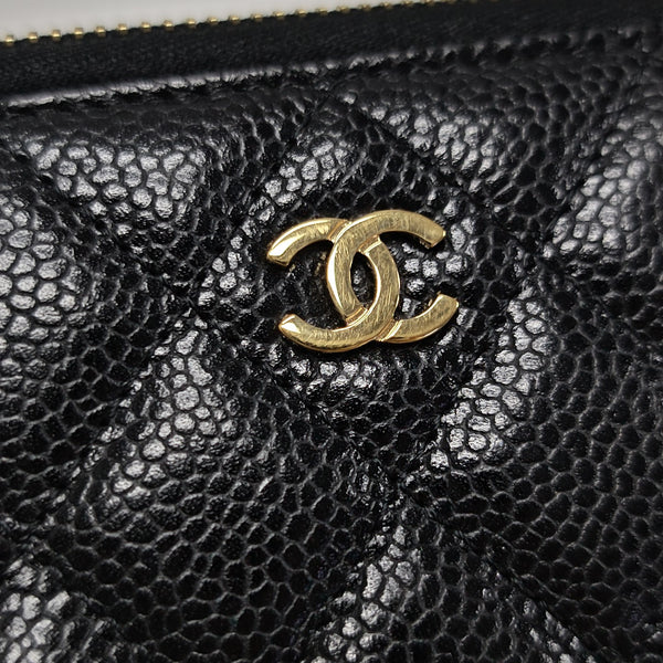 Quilted Grained Calfskin Wallet Black