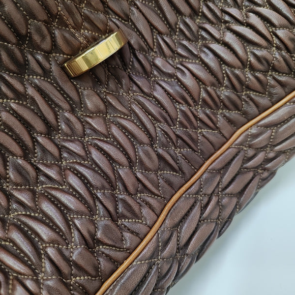 Crystal Quilted Lambskin Brown