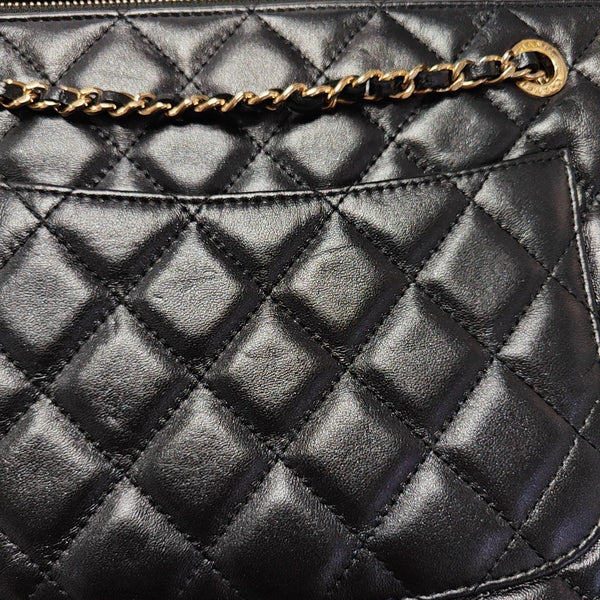 Quilted Calfskin Shoulder Bag Black