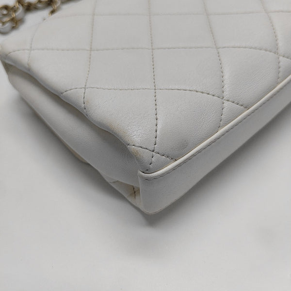 Quilted Lambskin Shoulder Bag Mini White
