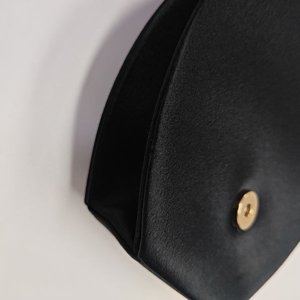 Silk Satin Shoulder Bag Black