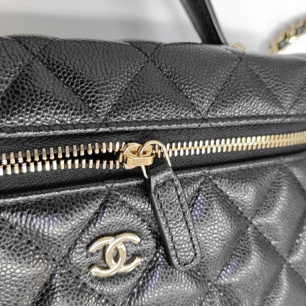 25C Quilted Grained Calfskin Black