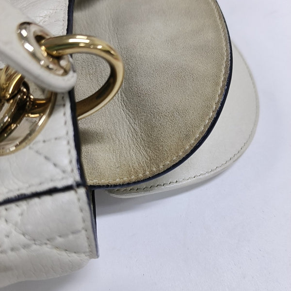 Lady Dior Mini Piel de Cordero Blanca