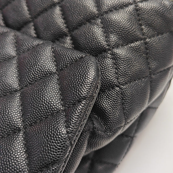 COCO HANDLE Large Quilted Grained Calfskin Black