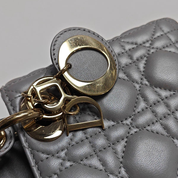 Lady Dior Mini Cannage Lambskin Silver