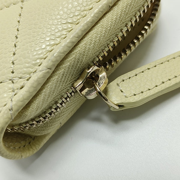 Quilted Grained Calfskin Card Holder Yellow