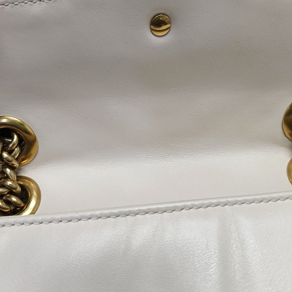 GG Marmont Small Quilted Calfskin White