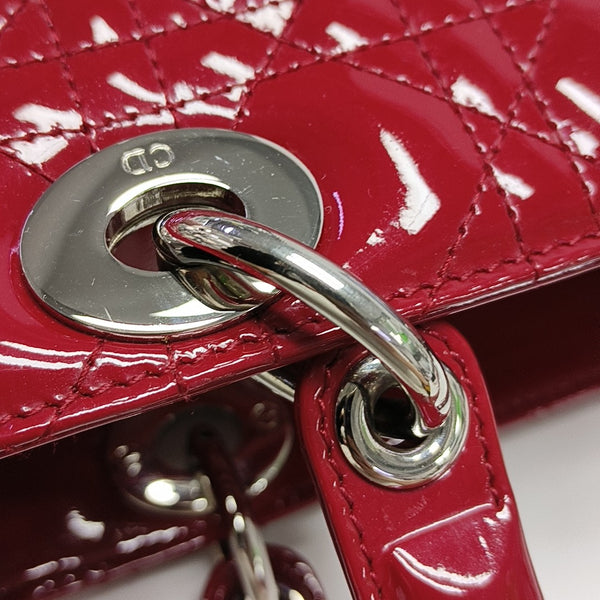 Lady Dior Medium Cannage Patent Leather Red
