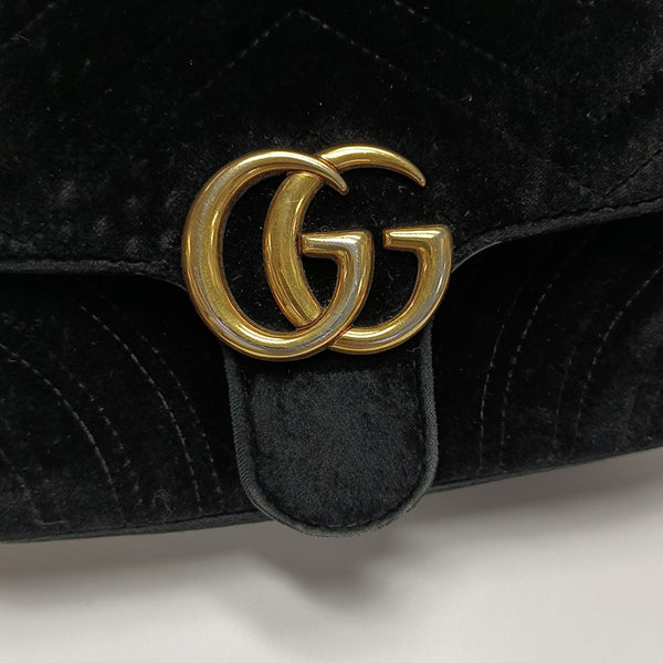 GG Marmont Small Quilted Velvet Black