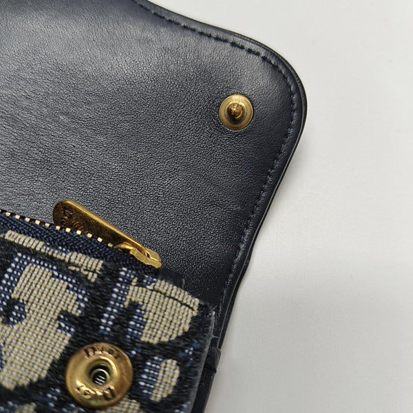 Saddle Mini Oblique Canvas Blue Wallet