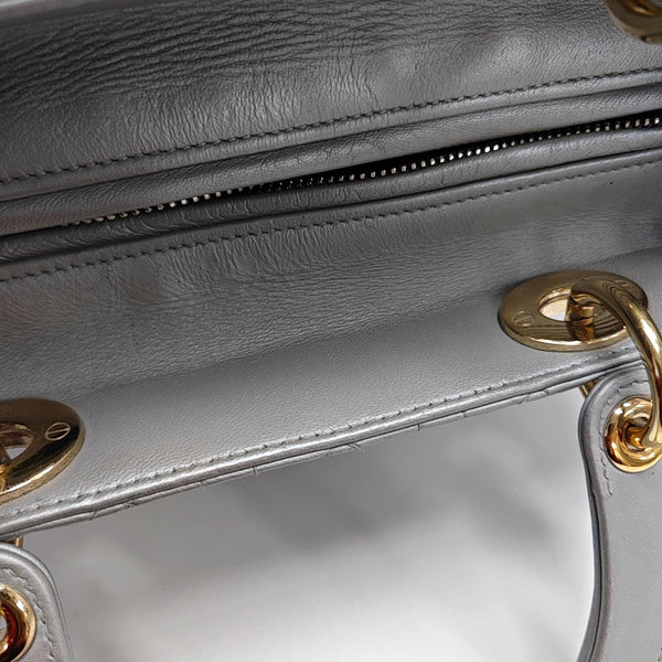 Authenticated pre-owned Lady Dior Cannage Lambskin Silver - Shoulder Bag at Looply