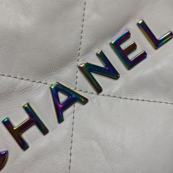 CHANEL 22 Mini Quilted Calfskin White