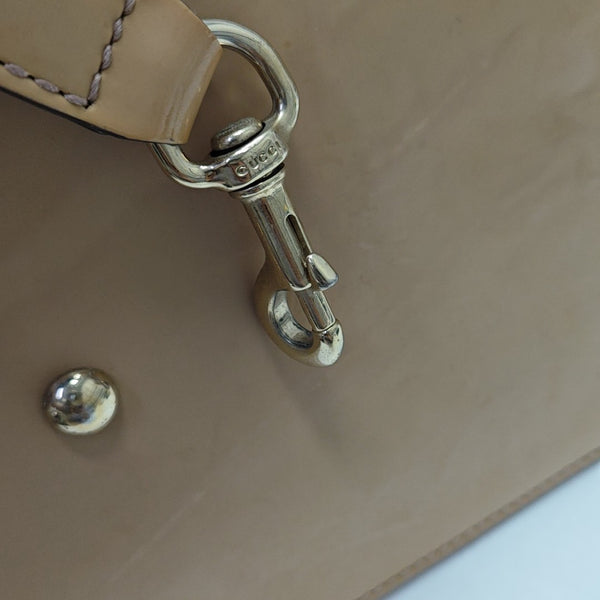 Monogram Patent Leather Shoulder Bag Beige